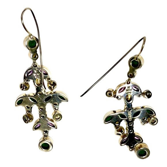 Nikki Butler Green and Purple Gemstone Earrings - Picture 4 of 12